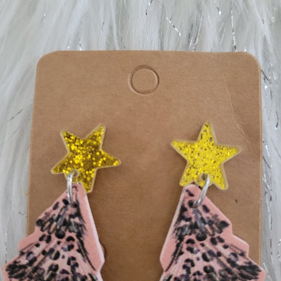 Leopard Print Christmas Tree Earrings - Picture 6 of 6